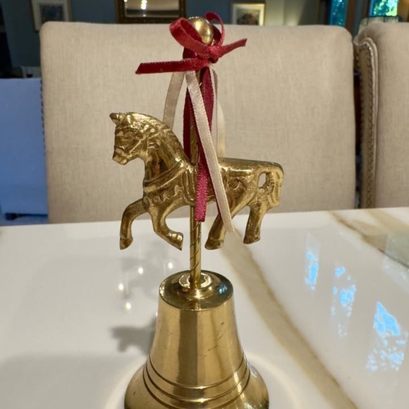 Brass Bell Carousel Merry Go Round Horse Vintage Ringer Horse Metal 5.75 inch - Picture 2 of 3